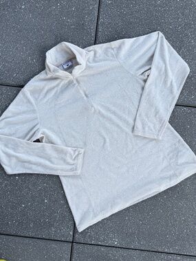 Columbia Quarter Zip Fleece Womens Large Cream Pullover Cozy Outdoor